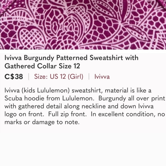 Ivivva zip up jacket Sz 12 - Picture 2 of 2